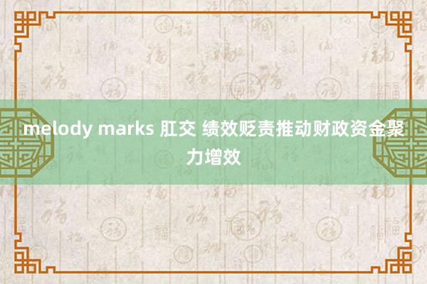 melody marks 肛交 绩效贬责推动财政资金聚力增效