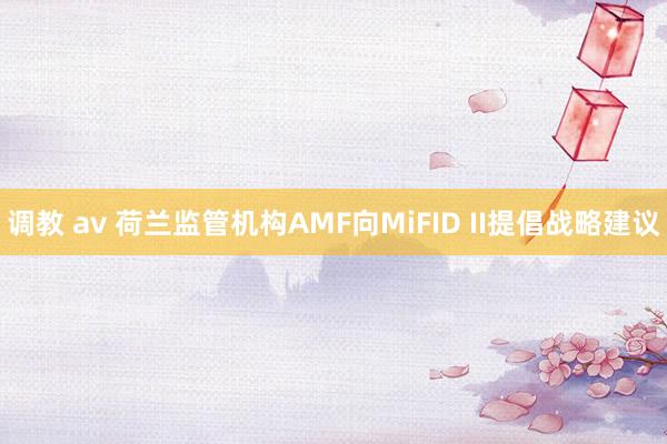 调教 av 荷兰监管机构AMF向MiFID II提倡战略建议