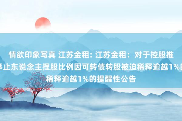 情欲印象写真 江苏金租: 江苏金租：对于控股推进至极一致举止东说念主捏股比例因可转债转股被迫稀释逾越1%的提醒性公告