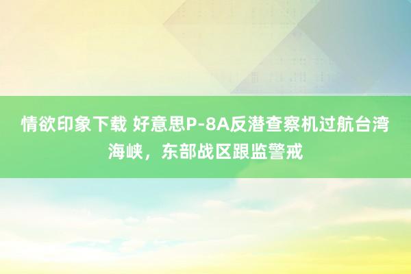 情欲印象下载 好意思P-8A反潜查察机过航台湾海峡，东部战区跟监警戒