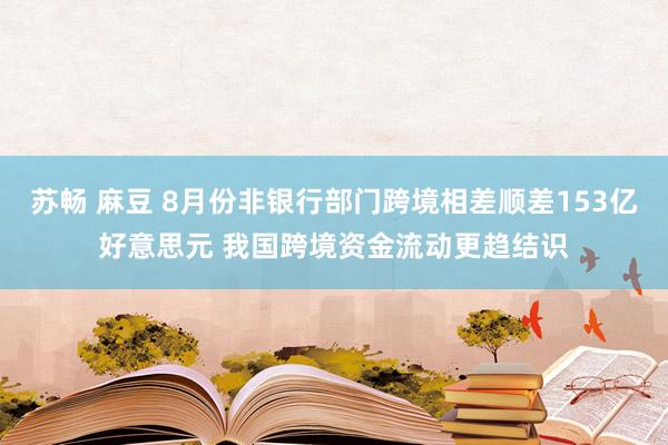 苏畅 麻豆 8月份非银行部门跨境相差顺差153亿好意思元 我国跨境资金流动更趋结识