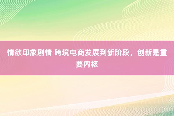 情欲印象剧情 跨境电商发展到新阶段，创新是重要内核