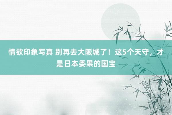 情欲印象写真 别再去大阪城了！这5个天守，才是日本委果的国宝