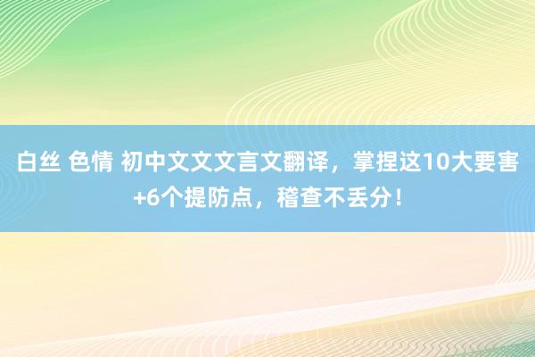 白丝 色情 初中文文文言文翻译，掌捏这10大要害+6个提防点，稽查不丢分！