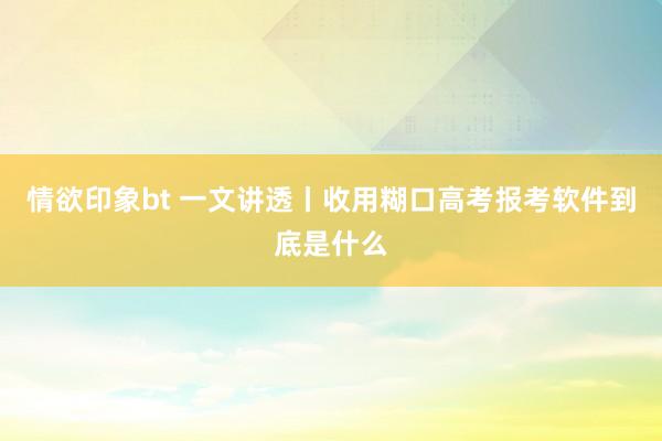 情欲印象bt 一文讲透丨收用糊口高考报考软件到底是什么