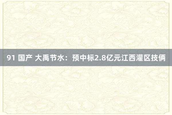 91 国产 大禹节水：预中标2.8亿元江西灌区技俩