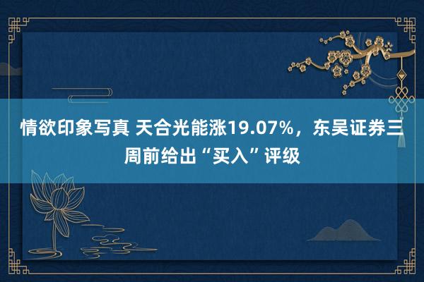 情欲印象写真 天合光能涨19.07%，东吴证券三周前给出“买入”评级