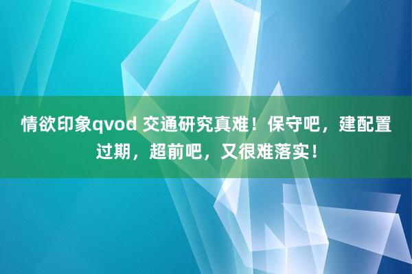 情欲印象qvod 交通研究真难！保守吧，建配置过期，超前吧，又很难落实！