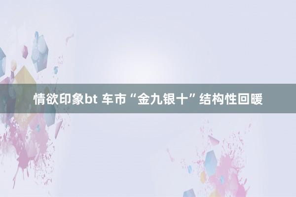 情欲印象bt 车市“金九银十”结构性回暖