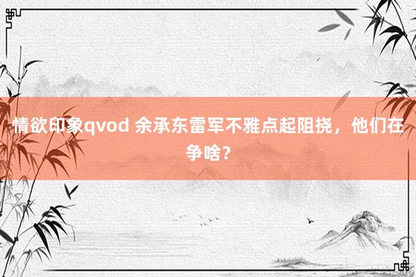 情欲印象qvod 余承东雷军不雅点起阻挠，他们在争啥？