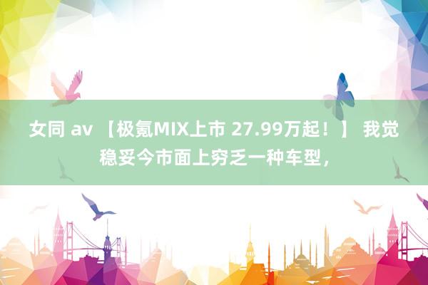 女同 av 【极氪MIX上市 27.99万起！】 我觉稳妥今市面上穷乏一种车型，