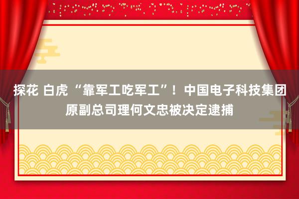 探花 白虎 “靠军工吃军工”！中国电子科技集团原副总司理何文忠被决定逮捕