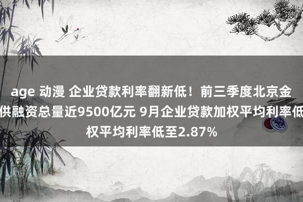 age 动漫 企业贷款利率翻新低！前三季度北京金融体系提供融资总量近9500亿元 9月企业贷款加权平均利率低至2.87%