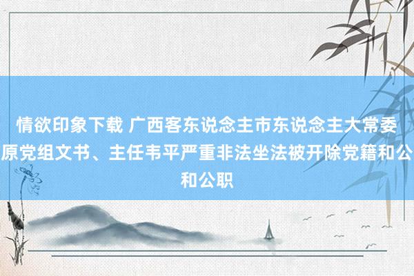 情欲印象下载 广西客东说念主市东说念主大常委会原党组文书、主任韦平严重非法坐法被开除党籍和公职