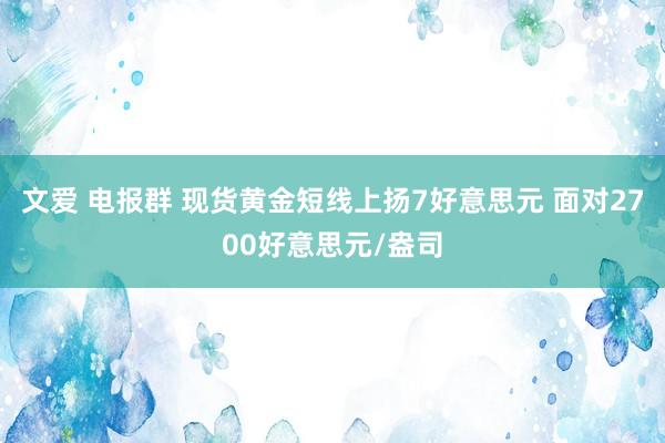 文爱 电报群 现货黄金短线上扬7好意思元 面对2700好意思元/盎司