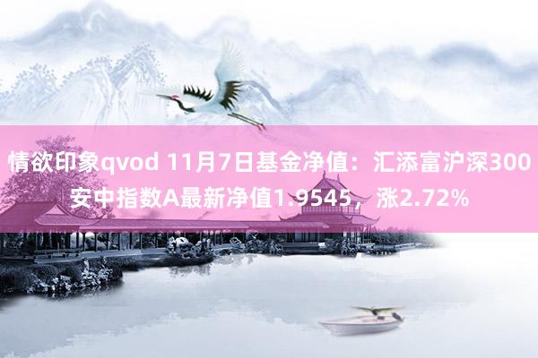 情欲印象qvod 11月7日基金净值：汇添富沪深300安中指数A最新净值1.9545，涨2.72%