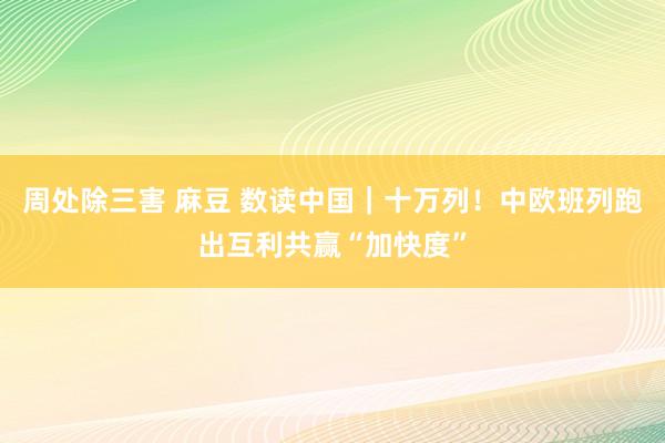 周处除三害 麻豆 数读中国｜十万列！中欧班列跑出互利共赢“加快度”