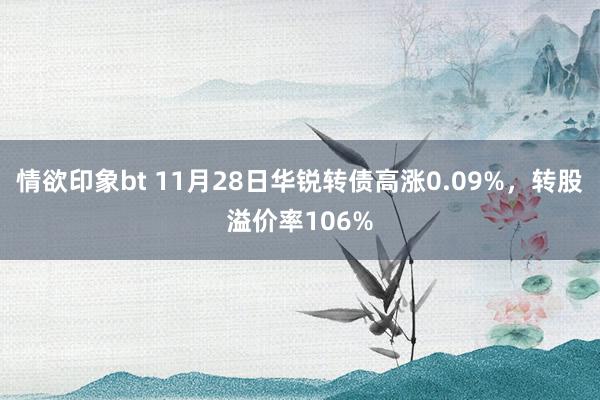 情欲印象bt 11月28日华锐转债高涨0.09%，转股溢价率106%