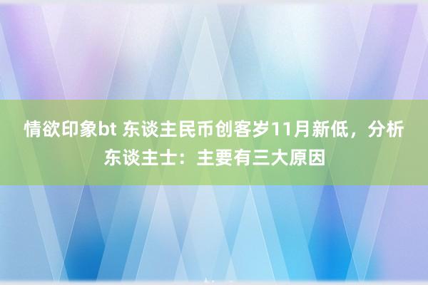 情欲印象bt 东谈主民币创客岁11月新低，分析东谈主士：主要有三大原因