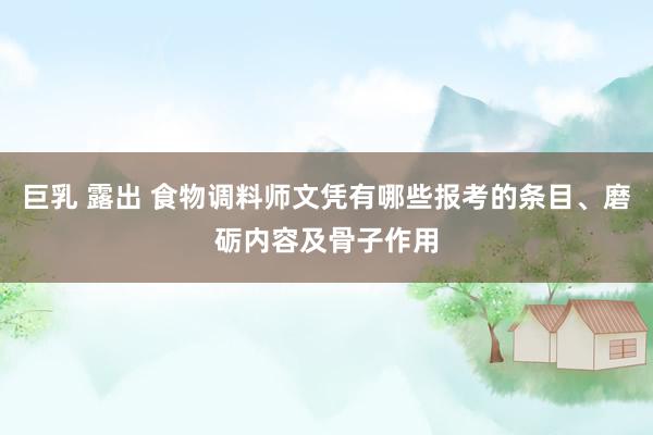 巨乳 露出 食物调料师文凭有哪些报考的条目、磨砺内容及骨子作用