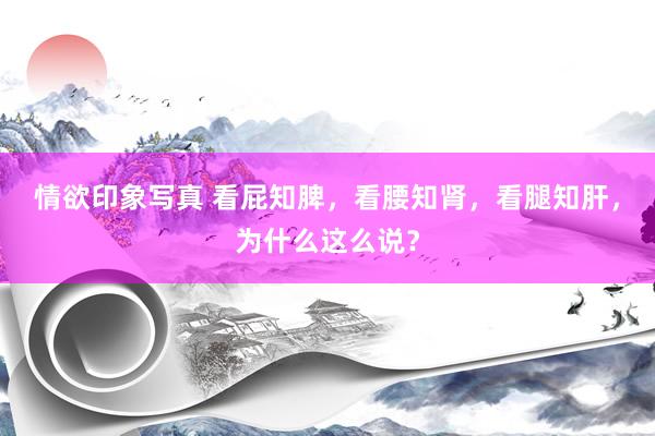 情欲印象写真 看屁知脾，看腰知肾，看腿知肝，为什么这么说？