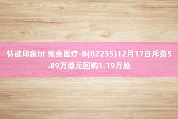 情欲印象bt 微泰医疗-B(02235)12月17日斥资5.89万港元回购1.19万股