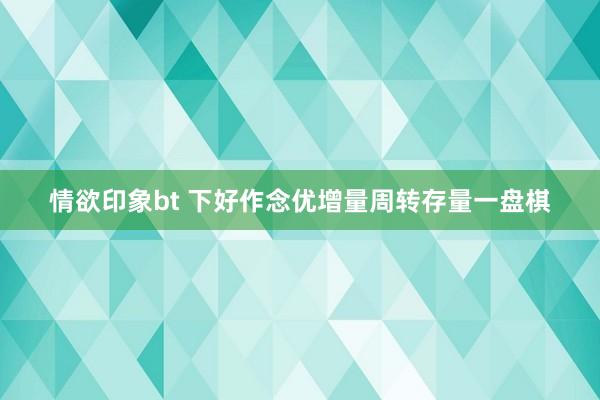 情欲印象bt 下好作念优增量周转存量一盘棋