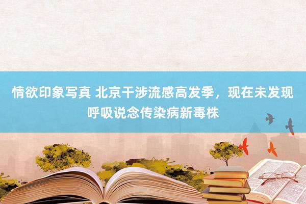 情欲印象写真 北京干涉流感高发季，现在未发现呼吸说念传染病新毒株