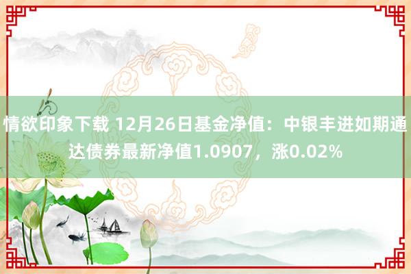 情欲印象下载 12月26日基金净值：中银丰进如期通达债券最新净值1.0907，涨0.02%