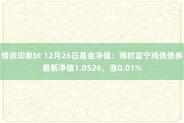 情欲印象bt 12月26日基金净值：博时富宁纯债债券最新净值1.0526，涨0.01%