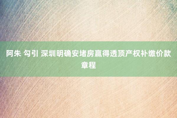 阿朱 勾引 深圳明确安堵房赢得透顶产权补缴价款章程