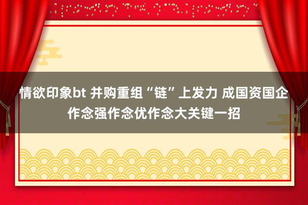 情欲印象bt 并购重组“链”上发力 成国资国企作念强作念优作念大关键一招