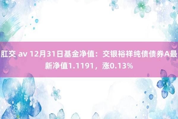 肛交 av 12月31日基金净值：交银裕祥纯债债券A最新净值1.1191，涨0.13%