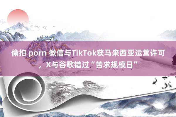 偷拍 porn 微信与TikTok获马来西亚运营许可，X与谷歌错过“苦求规模日”