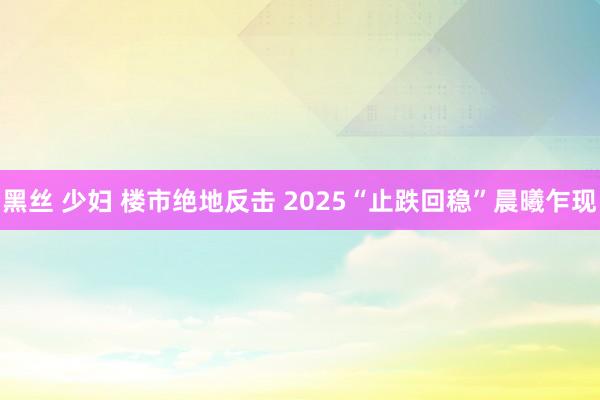 黑丝 少妇 楼市绝地反击 2025“止跌回稳”晨曦乍现